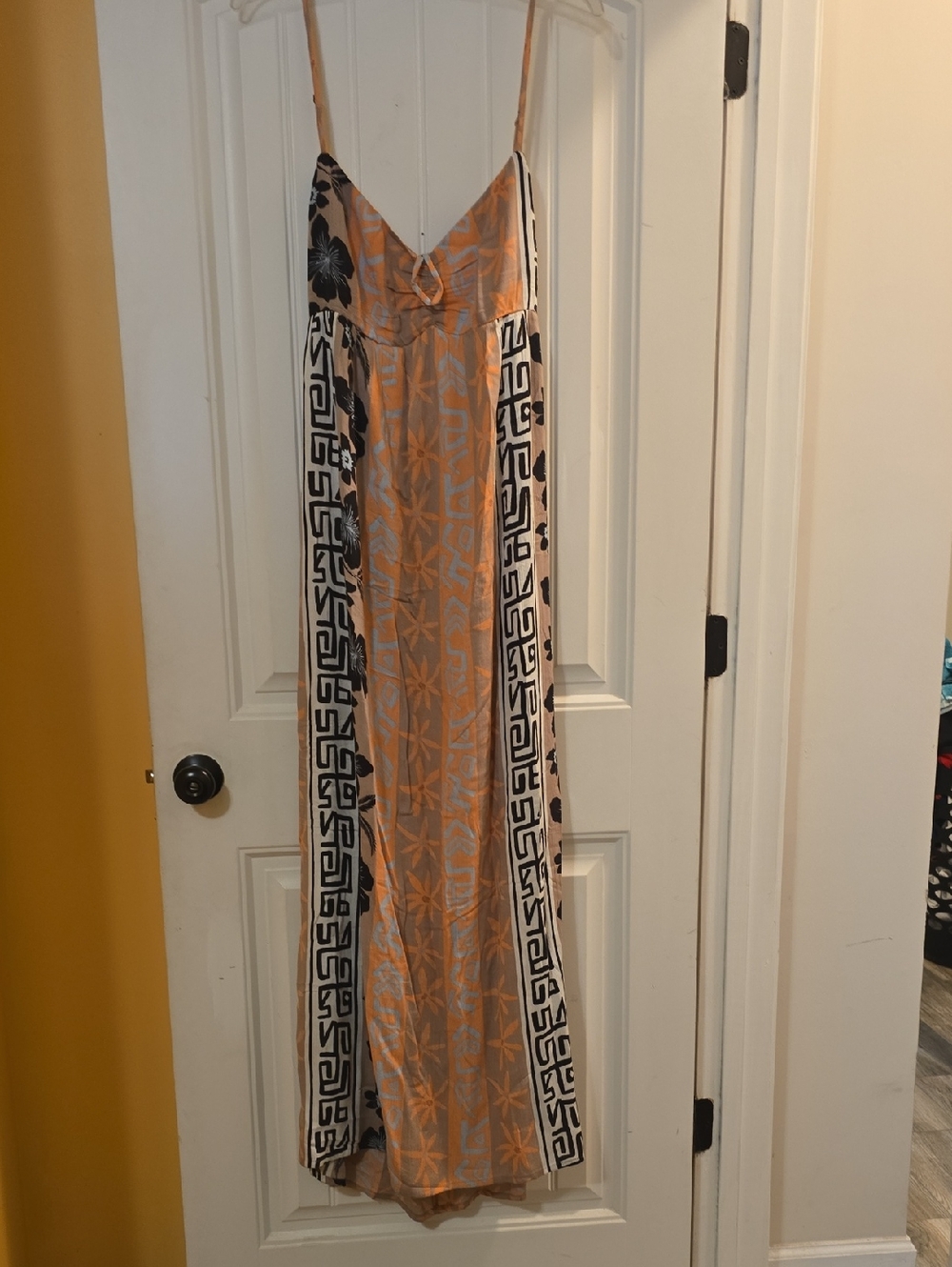 Volcom Tan and Black Patterned Maxi Dress